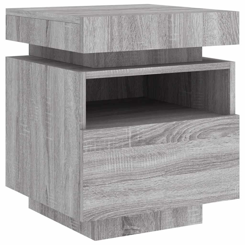 Nachttisch mit LED-Leuchten Grau Sonoma 40x39x48,5 cm